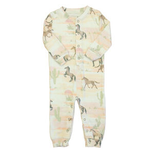 PJ Salvage Girls Pink Horses 1-piece Non-footed Pajamas size: 6-12 Months